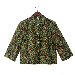 Hervey Benard Collection Silk Tropical Parrot Print Artsy‎ Jacket Size 10